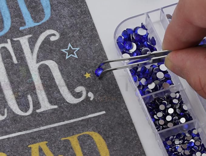 Over 2100 Pieces Blue Sapphire Flat Back Glass Rhinestones Crystals for Nail Art Kit 6 Sizes (1.4mm - 4.8mm)
