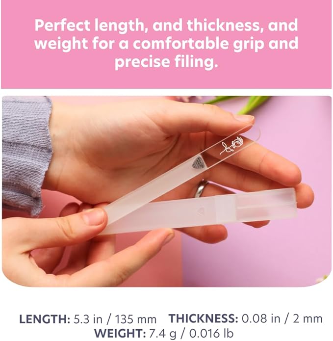 Bona Fide Beauty Czech Glass Nail File with Hardcase, Rose Design Nail Filer with New Clear Case, Gift for Women