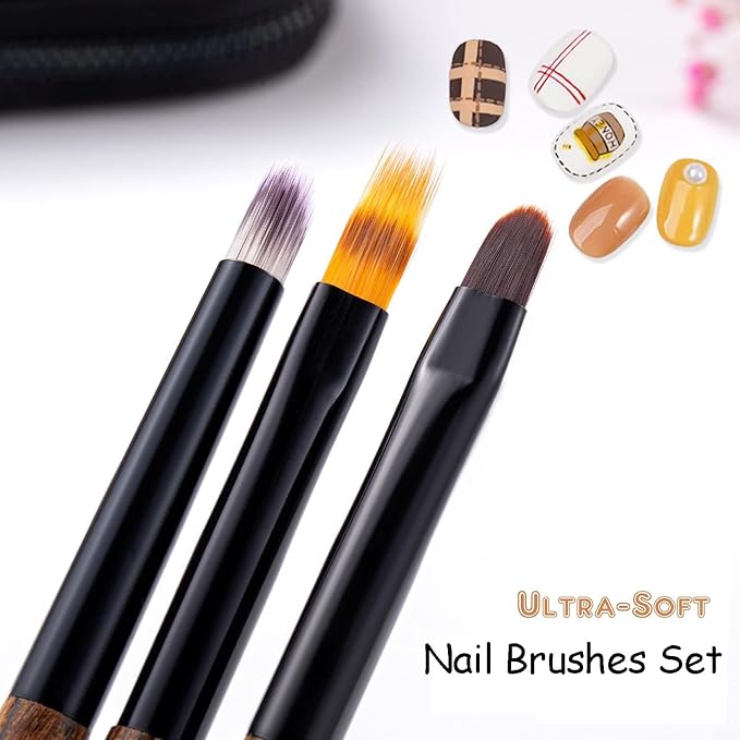 Nail Art Brushes Set, 12 Peices Professional High-end Sandalwood Nail Art Design Pen Painting Tools with Leather Pouch, Nail Art Liner Brush and Nail Dotting Pen for Gel Polish Manicure Salon DIY at Home (Red)