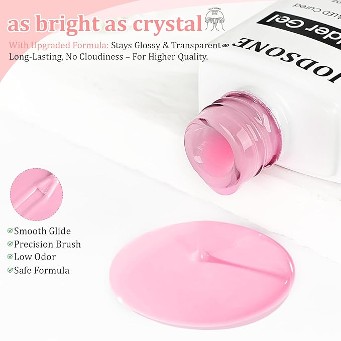 JODSONE 10 Colors Builder Nail Gel Polish Set with Base Coat and Top Coat No Wiping for Nails Strengthener Hard Nail Extension Gel LED Nail Lamp Cured
