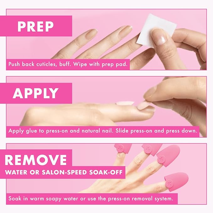 Olive & June Instant Mani Press-On Nails (Glue) | 42 Fake Nails, 21 Sizes | Non-Toxic, Long-Lasting Recycled Materials Realistic Look | Salon-Quality at Home | Medium, Almond | Obsessed
