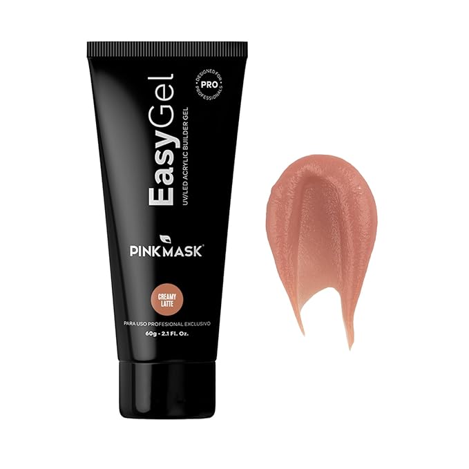 PINK MASK Easy Gel 2oz 60g- Creamy Latte, Professional Builder Enhancement Gel-Quick Nail Extension for Beginner DIY, Nail Strengthener-Long Lasting-Salon Quality-Thickening Solution