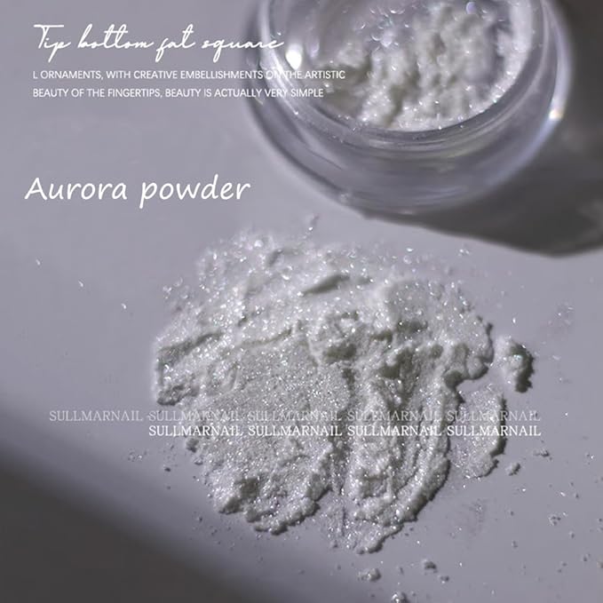White Pearl Chrome Nail Powder, Summer Mirror Effect Chrome Powder for Gel Nails, Iridescent Pearlescent Glitter Nail Pigment Powder for Nail Art Decorations