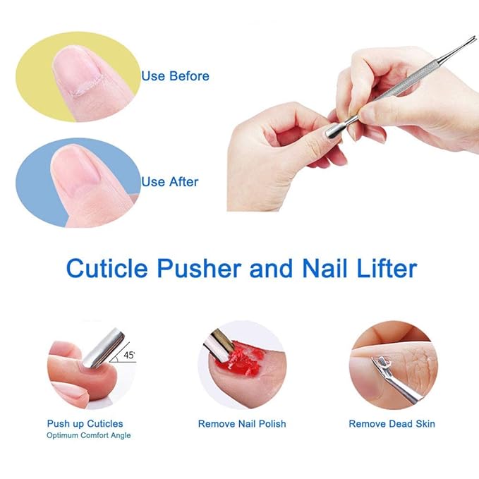 Professional Cuticle Nippers Kit, Cuticle Trimmer with Cuticle Pusher & Other Durable Nail Care Manicure Kit for Women, Premium Stainless Steel & Ergonomic Design, Travel & Gift