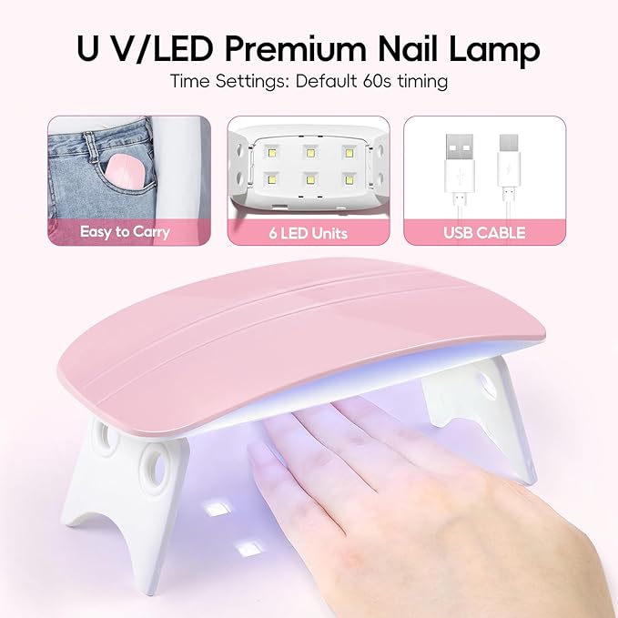 Acrylic Nail kit Starter Set 3Pcs Acrylic Powder with U V Light 12Pcs Glitter Powders 100Pcs Fake Tips Nail Art Home Gifts for Women