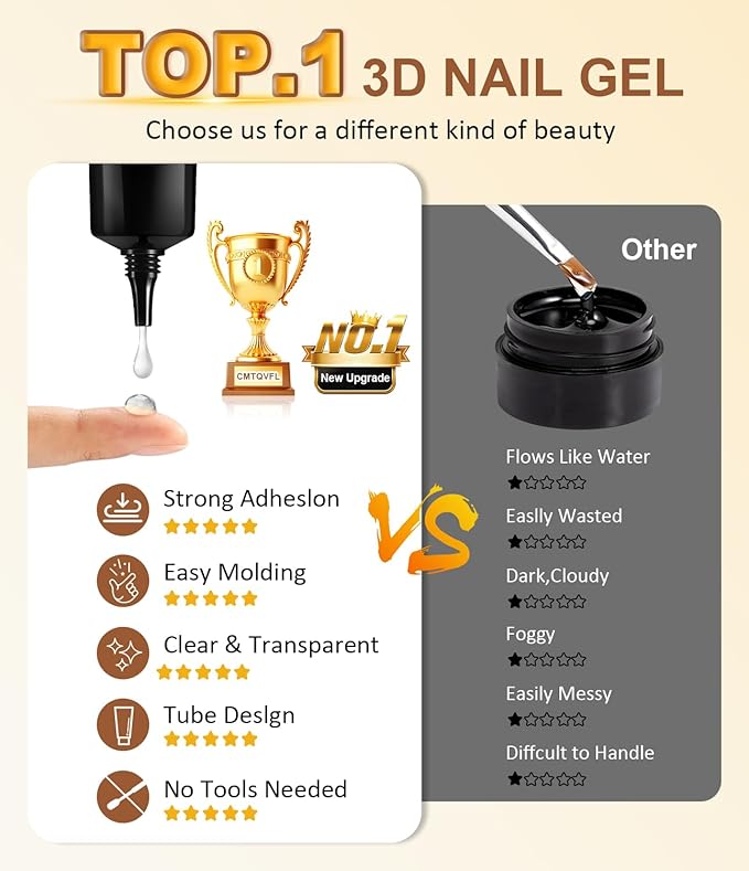 No.1 Metallic Gold Chrome Nail Powder Mirror Effect Kit with 20g 3D Gel Nail Art Sculpture Clear 100% Non-Toxic for Nails Extension, DIY at Home Salon, Gold Chrome Nail Art Supplies