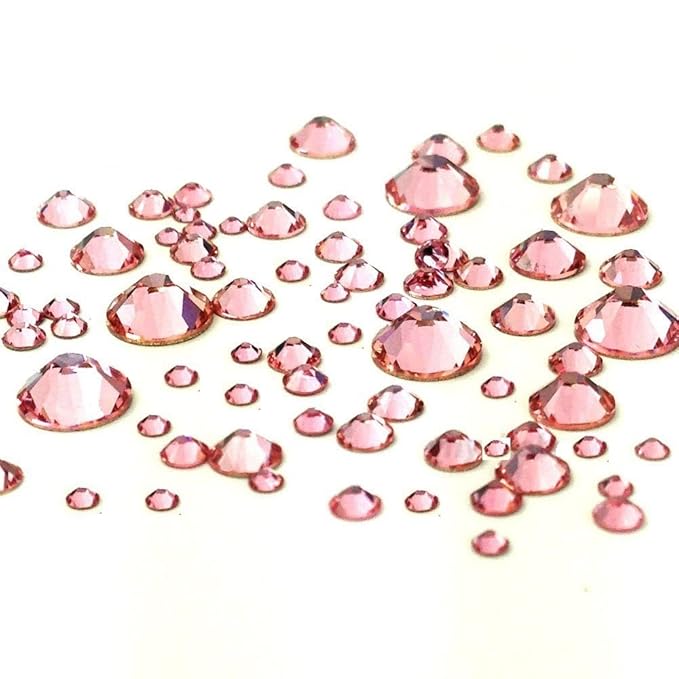 Light Rose (223) Pink 144 pcs Swarovski 2058/2088 Crystal Flatbacks Pink Rhinestones Nail Art Mixed with Sizes ss5, ss7, ss9, ss12, ss16, ss20, ss30 Made in Austria crystal-wholesale