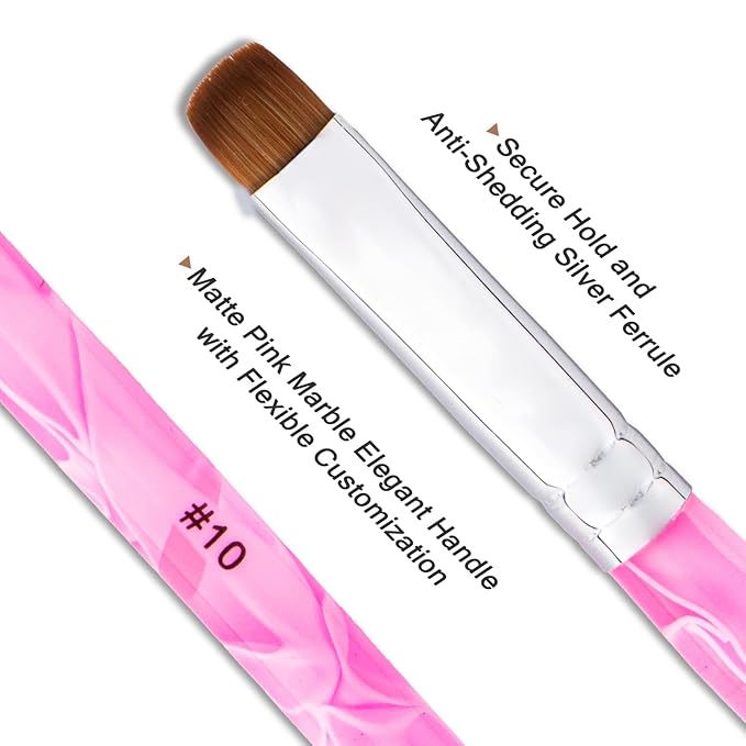French Manicure Brush - 2 Way Nail Art Brush with Dotting Tool for Manicure Cuticle Clean Up - Professional Salon Quality, Nail Dotting Pen (Peach, 16#)