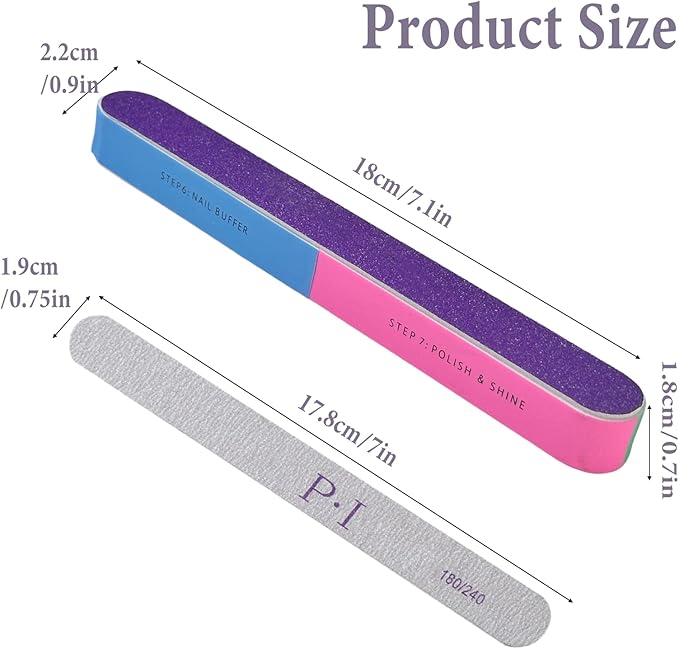 Nail Files and Buffers,Nail Buffer Block,Buffer Nail File and Set,Reusable 7 Way and 180/240 Grit Nail File