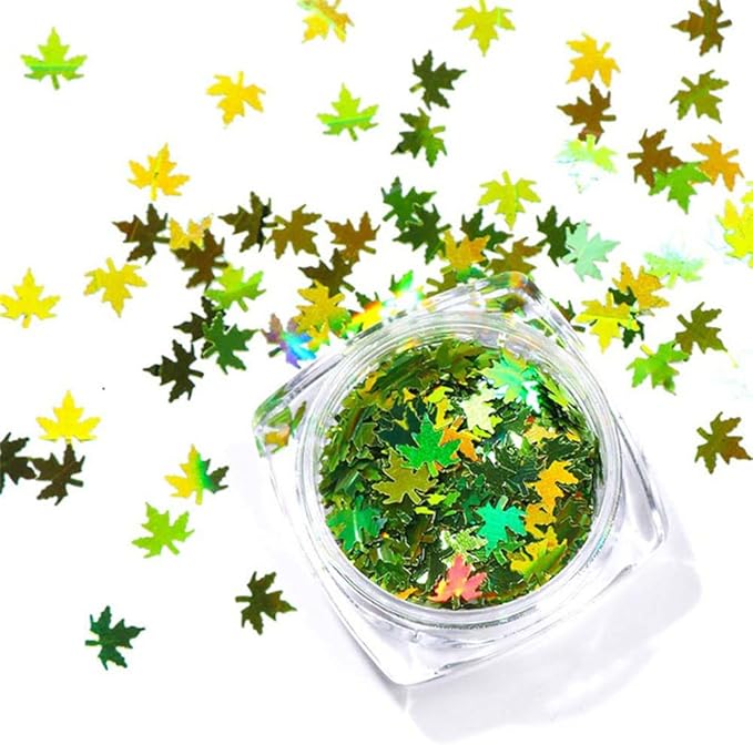 Nail Art Maple Leaf Sequins Autumn Laser Charms Flakes Glitter for Nails Holographic Confetti Decoration 12Colors