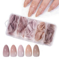 Misscheering Medium Almond Shape 140 Pcs 5 Colors Gradient Nude Press On Nails, Soft Gel Full Cover Fake Nails Kit, All-in-One Structure Technology Long-Lasting 28-Day Wear, Chip-Resistant & No Fade