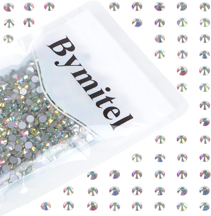 2880PCS Art Nail Rhinestones Non Hotfix Glue Fix Round Crystals Glass Flatback for DIY Jewelry Making with one Picking Pen (ss6 2880PCS, Crystal AB)