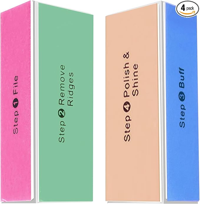 SKYPIA 2 Packs 4 Way Nail Buffer Block Nail Files and Buffers, Smooth & Buff & Shine Professional Nail Files (2 Counts)