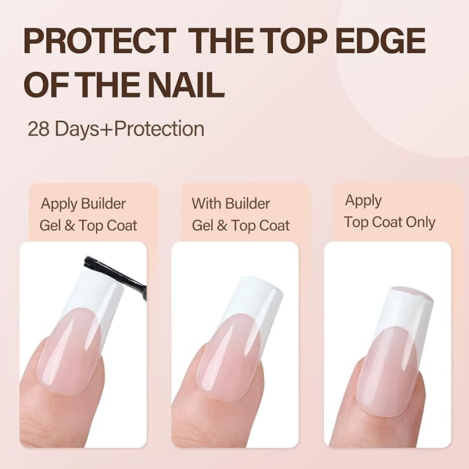 Vansiho French Gel Nail Tips, 150Pcs Long Square Press on Nails, No Need to File 3 in 1 Pre-French Gel Tips for Nail Art DIY 15 Sizes