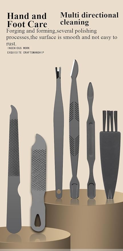 Nail Clipper Set 24-Piece Set Eagle-Billed Nail Clipper Manicure Beauty Pedicure with Brown Luxurious Travel Case