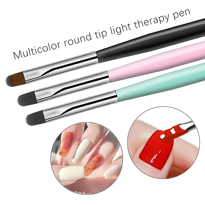 DANNEASY 3Pcs Acrylic Nail Brush Nail Art Brushes Ombre Nail Brushes Nail Polish Brush Nail Pen Builder UV Gel Nail Painting Pen Nail Design Tools