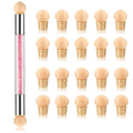 Nail Gradient Sponge Pen, ForSewian Double Head Nail Painting Brush with 20 Pieces Replacement Head for Nail Art Design