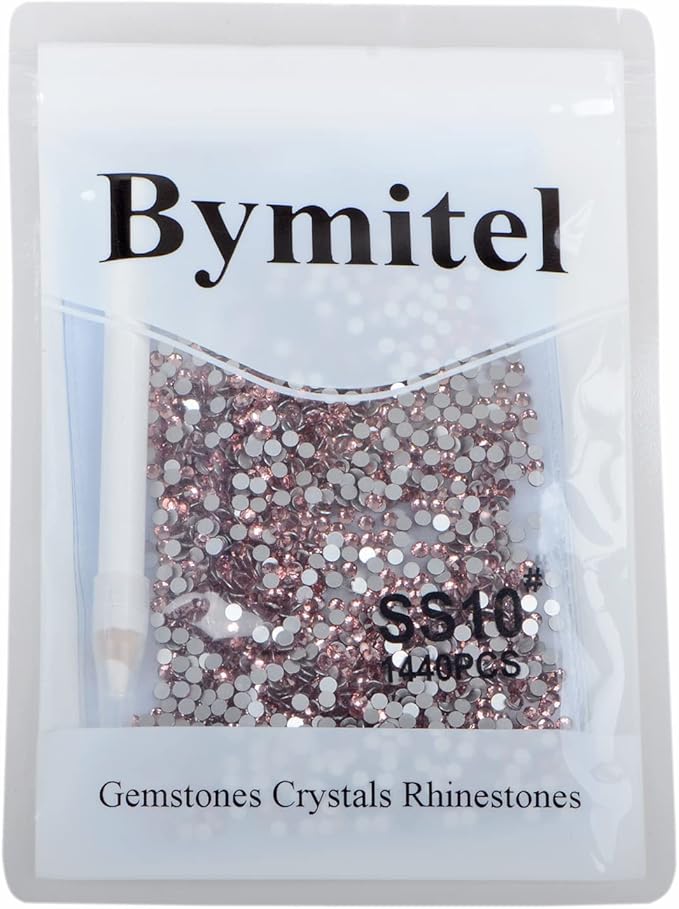2880PCS Art Nail Rhinestones Non Hotfix Glue Fix Round Crystals Glass Flatback for DIY Jewelry Making with one Picking Pen (ss10 2880pcs, Lt. Amethyst)