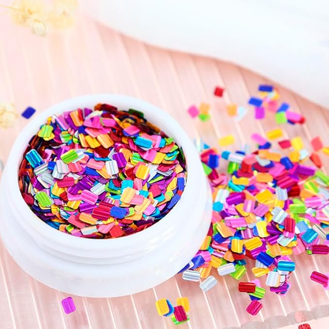 12 Colors 3D Nail Laser Square Sequins Holographic Manicure Charms Glitter Nail Art Paillettes Sparkle Decoration for Women Girls