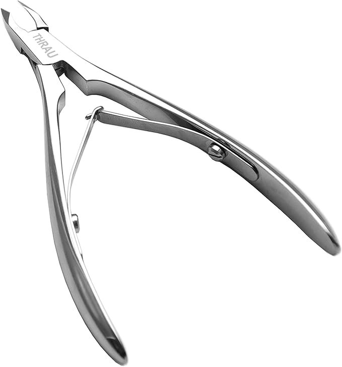 THRAU Cuticle Trimmer for Manicure and Pedicure, Stainless Steel Cuticle Remover Cuticle Nipper, Precise Pointed Tip Grooming Kit for Trim Nail and Dry Skin