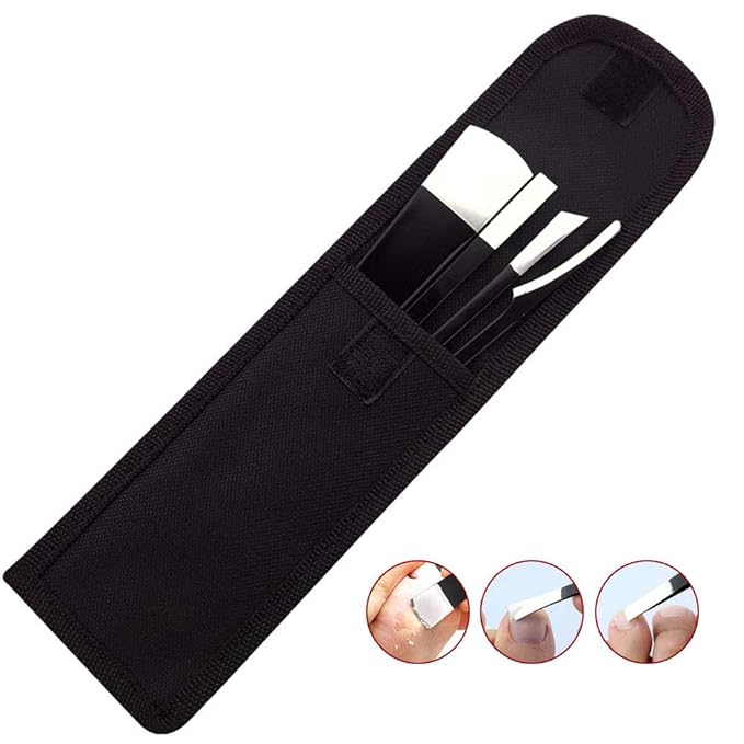 Pedicure Knife Set, 4Pcs Professional Stainless Steel Ingrown Toenail Knife Tools with Storage Bag Nail Knives Cuticle Remover for Feet Ingrown Toe Nail Correction Pedicure Tools Kit