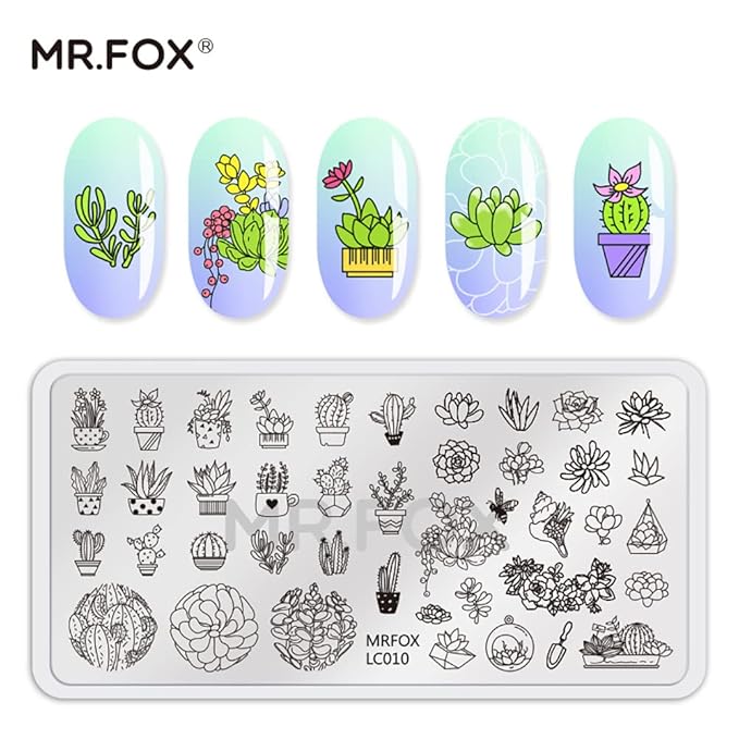 MR.FOX Nail Stamping Plate Set, 5Pcs Nail Art Stamp Kit Templates for Women with Plenty of Images