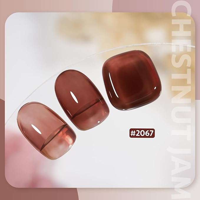GAOY Jelly Brown Gel Nail Polish, 16ml Sheer Natural Translucent Soak Off Gel Polish, UV Light Cure for Nail Art DIY, 2067 Chestnut Jam