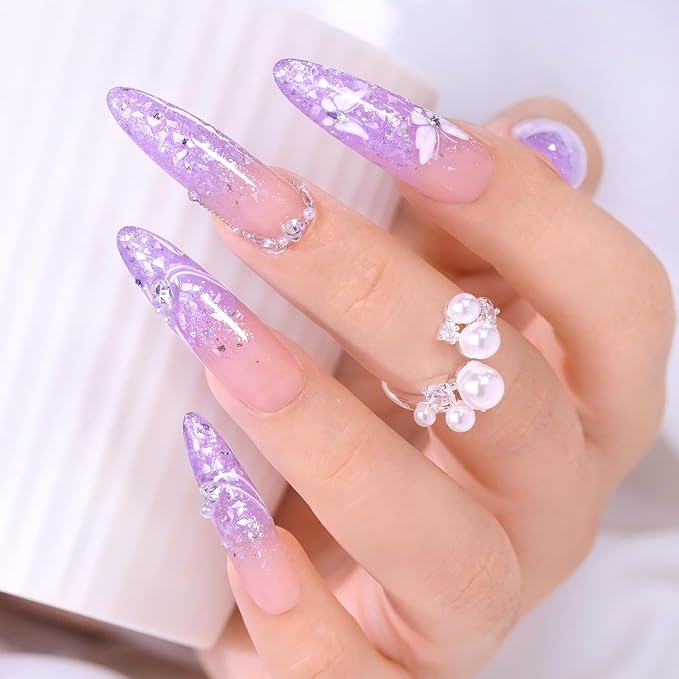 Double Rhythm 0.5Oz Glitter Gel Polish Same Color Same Bollte Shimmer Reflective Color for Nail Art Salon DIY Soak Off 15ml Nail Lamp Gel Polish at Home (Shell Purple-B1202)