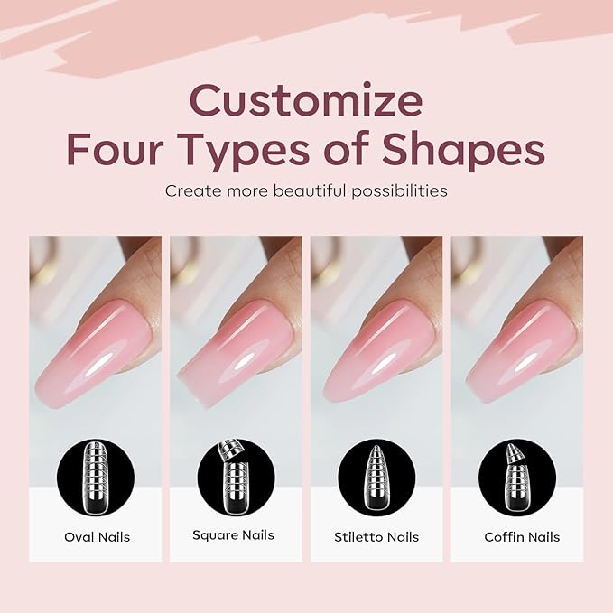 modelones Poly Extension Gel Nail Kit 6 Colors with 8 W Nail Lamp Brown Red Gel Kit Nude Glitter Complete Starter Tools for Beginner DIY at Home for Women