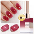 Double Rhythm 0.50 OZ Translucent Gel Polish Same Color Same Bottle Sheer Pastel Neutral Natural Milky 15 ML Jelly UV Nail Art DIY at Home (Dark Rose Red-A1514)