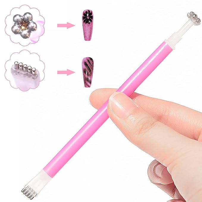 38 Pieces Cat Eye Magnet for Nails Cylindrical Strong Nail Magnet Tool Multi-Functional Nail Magnet Double Ended Magnet Wand Magnet Stick Cube Nail Magnet for Cat Eye Gel Nail Polish