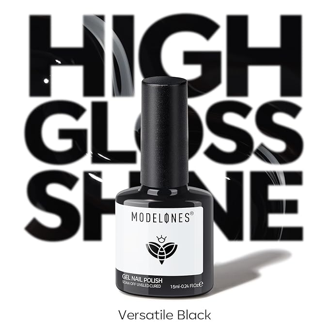 modelones Gel Nail Polish Black Gel Polish Black Nail Polish Soak Off No Peel Thickening Nail Art Manicure for Girl 15 ML
