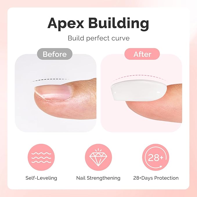 MelodySusie Milky White Builder Nail Base Gel for Nails Thickening, Soak Off UV Extension Gel, Rhinestone Nail Glue for Nail Art Design Salon DIY Manicure at Home Gift for Women-001