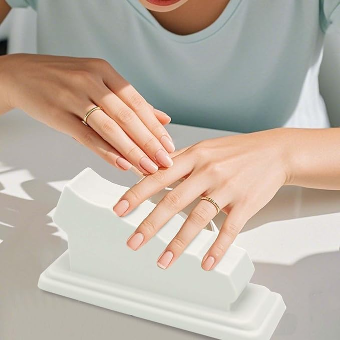 Nail Stand Art Cushion – Silicone Hand Rest with Finger Separators, for Manicure at Home or Salon, Anti-skid Design for Comfortable Fingernail Painting (Grey)