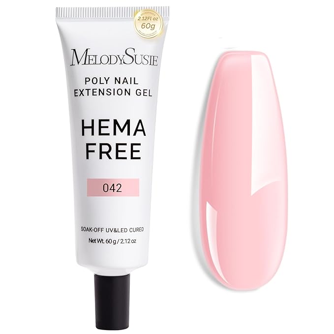 MelodySusie Poly Nail Extension Gel 60g Hema Free Soak Off UV Lamp Cured Nail Thickening Art Design Manicure Gift for Women 042