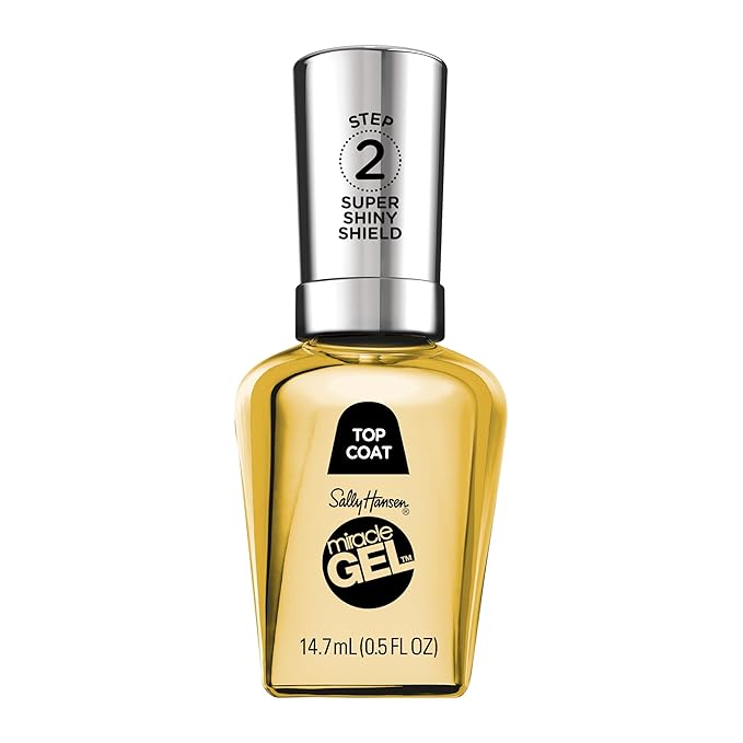 Sally Hansen Miracle Gel Nail Polish Super Shiny Shield Top Coat | Salon Quality, Gel-Like Formula, Two-Step System, No UV Light Needed, Long Lasting | Sheer, Glossy