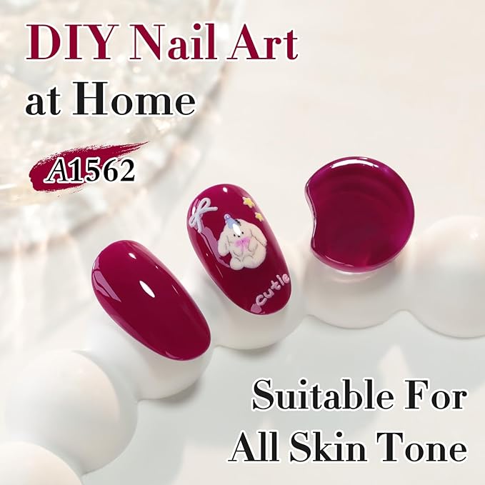 Double Rhythm 0.50 OZ Gel Polish Hema Free Same Color Same Bottle Golden Round Translucent Neutral Natural Milky 15 ML Jelly UV Polish Art DIY at Home (Purple Red-C1562)