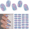 Semi Cured Gel Nail Strips,28 PCS Gel Nail Stickers Nails Wraps for Women (Colorful Aurora),Long Lasting Stickers with UV Light Required,Easy to Apply