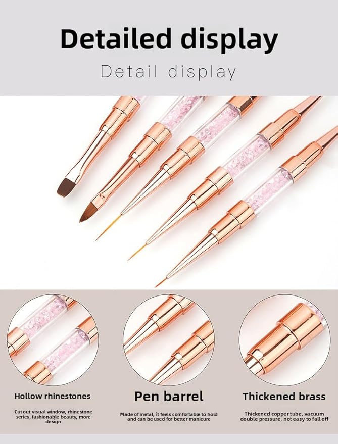 6pcs Double-Ended Nail Art Brushes Set - Professional Nail Design Tools for Acrylic & Gel Nails Gel Polish Art Nail Nail Dotting Brush Pen nail liner brush nail stamping kit