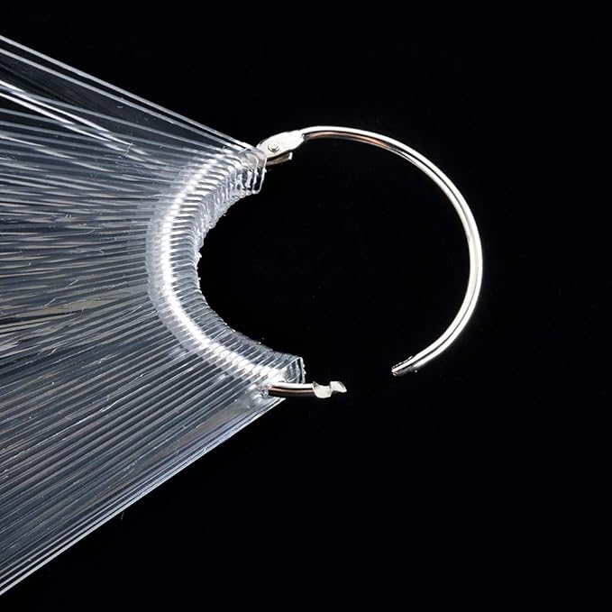 200 Pcs False Nail Sticks with Display Board - Fan-shaped, Transparent, Black, Natural, Milky Color Options - Includes Square Nails