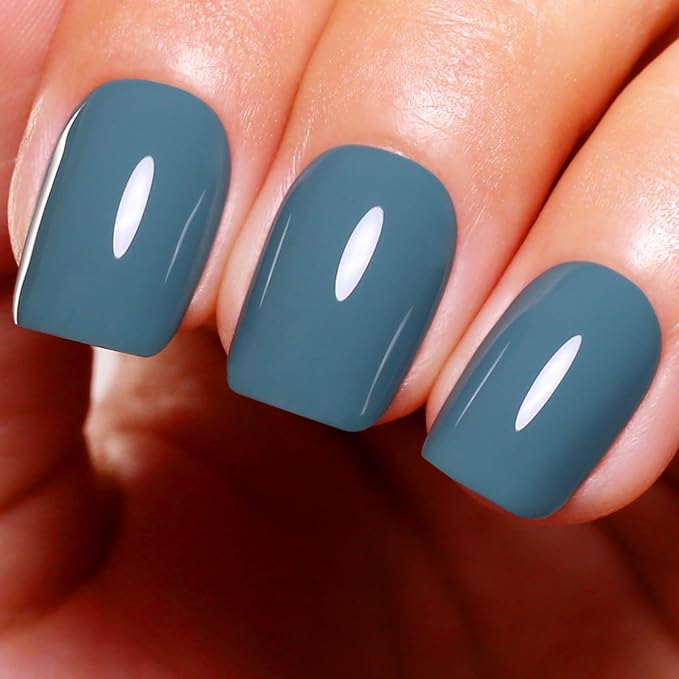 Gel Polish, 0.5 Fl Oz Grayish Blue Gel Nail Polish Autumn Winter Art Starter Soak Off LED UV Manicure Salon DIY