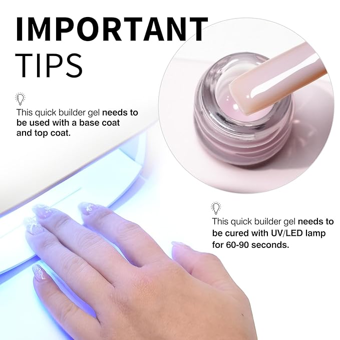CANNI Quick Builder Nail Gel for Nails – 9ML Pink Soak-Off Nail Strengthening Gel for Apex Building DIY UV LED Manicure
