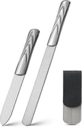 FVION Professional Metal Nail Files - 2 PCS Double-Sided Nail File with Coarse and Fine Manicure Pedicure Tools for Fingernails and Toenails - Large