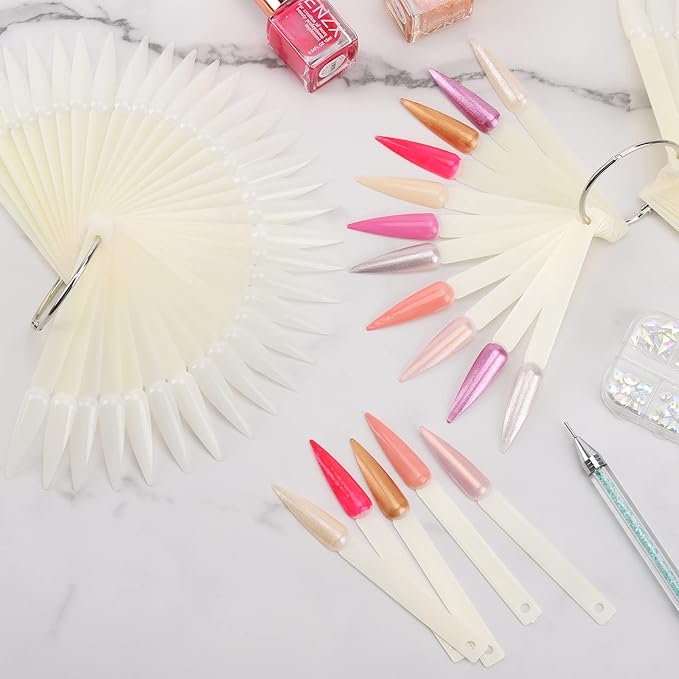 160 Piece Nail Swatch Sticks - Natural Stiletto Nail Display Tips - Color Swatches - Pointed Tip Nail Art Practice Tips - Sample Sticks