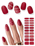 Semi Cured Gel Nail Strips (Matte Red Heart), Valentine's Day, 20 Pcs Gel Nail Wraps, Stickers, Salon Quality, Works with Any UV Lamps