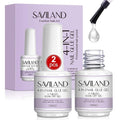 SAVILAND 4-in-1 Nail Gel Set, 2 pcs 15 ML Upgraded Glue for Fake & Press on Nails, Gel Base Strengthen and Nail Repair Treatment, Replacement for Glue.