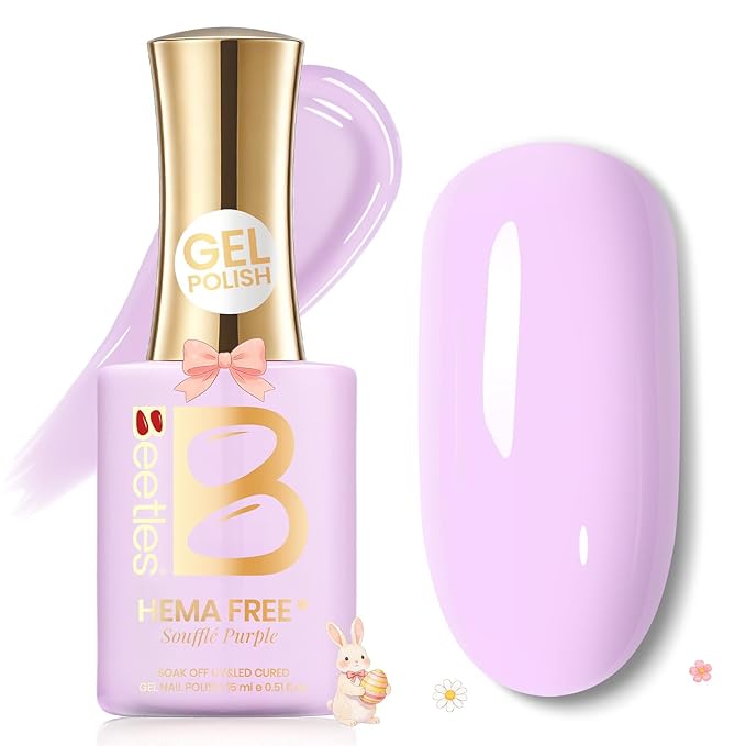Beetles Lavender Gel Nail Polish - Souffle Purple Gel Nail Polish15ML/0.51Fl Oz, Same Color Same Bottle, Soak Off UV LED Lamp Pastel Nails Art, Long-Lasting Manicure Salon DIY Home Spring Nails