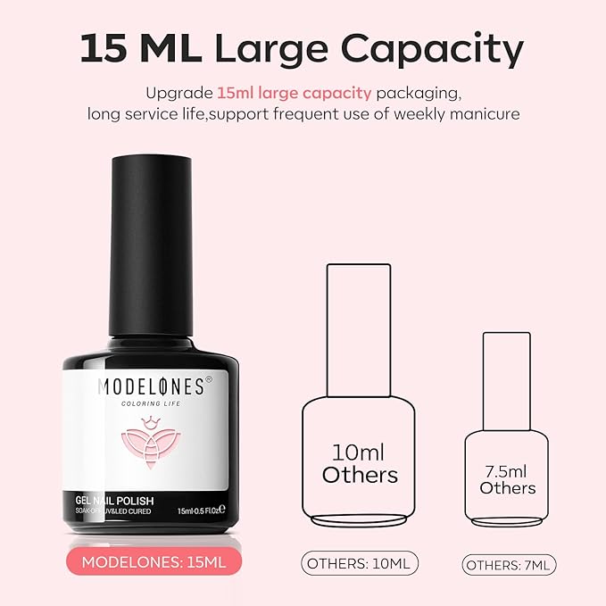 modelones15 ML Milky Pink Gel Nail Polish with 4 Colors Gel Mini Salon