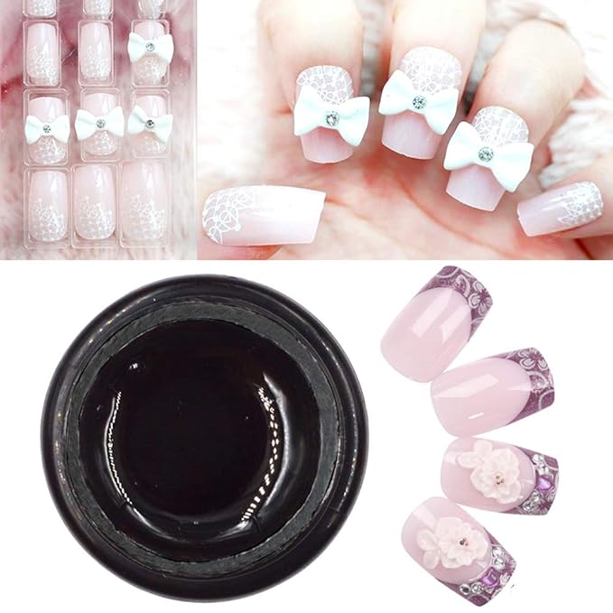 Minejin Nail Art Adhesive Rhinestones Builder Glue Super Sticky DIY UV Gel For Shiny Gems Mini Diamond False Tips Decoration With Container Tray