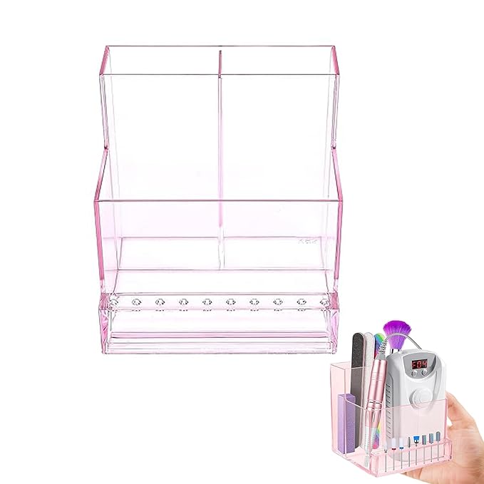 Mini Nail Drill Machine & Storage Box, Professional Nail Art Polishing Grinding Drill Bit Holder Display Organizer